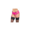 String ouvert en fine résille rose avec porte-jarretelles 